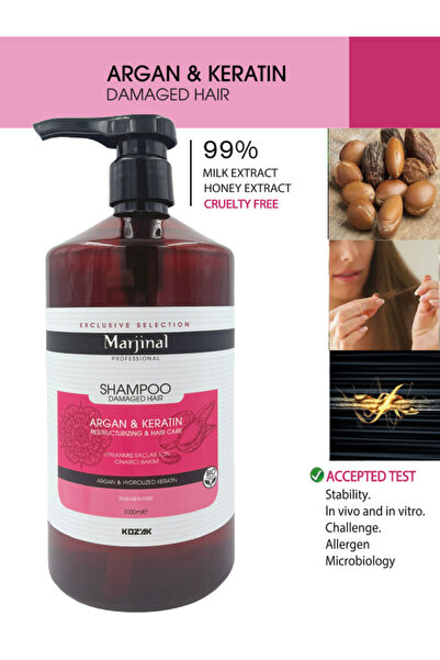 Marjinal Yıpranmış Saçlar Için Argan Keratin 1000 ml Saç Onarıcı Bakım Şampuanı