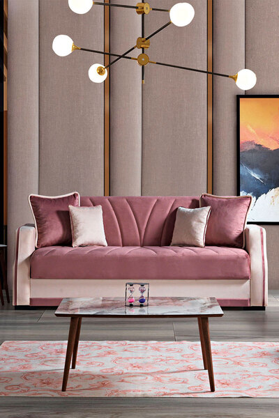 Eymense Çizgi Çekyatlı Üçlü Kanepe Çekyat