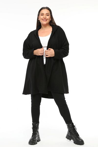 Curvy Trend Plus Size Hooded Fleece Cardigan