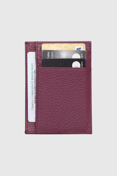 Grande 750 Genuine Leather Slim Card Holder Flother Plum