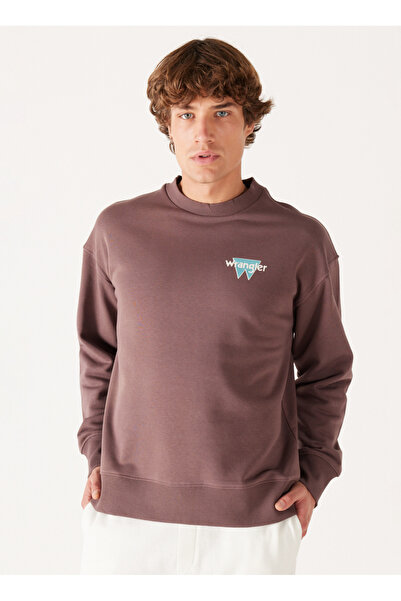 WRANGLER Ανδρικό φούτερ με λαιμόκοψη σε καφέ χρώμα W232244220 Φούτερ με χαλαρή εφαρμογή