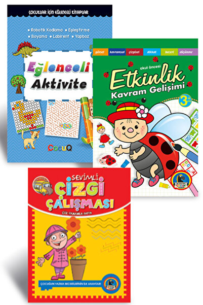 Karatay Yayınları Ilk Etkinlik Setim-2 Çizgi Çalışması Aktivite, Etkinlik Seti 3-6 Yaş (3 Kitap Set) Dikkat Zeka