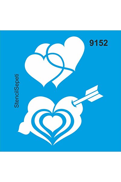 StencilSepeti Hearts Pattern - Stencil Painting Template 30x30cm