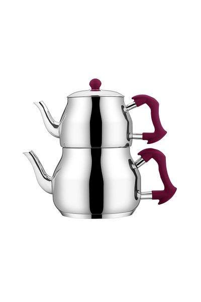 Amboss Mercan Medium Size Claret Red Handle Stainless Steel Teapot