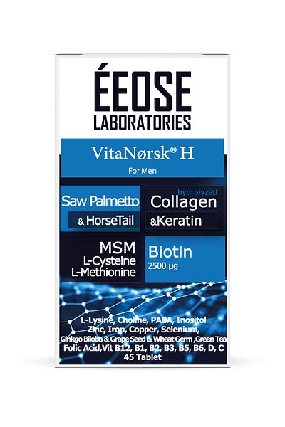 Eeose Vitanorsk H Men's Saw Palmetto and Collagen Keratin MSM Cysteine Methionine Biotin Supplement