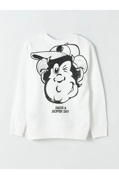 LC Waikiki Crew Neck Nostalgic Monkey Printed Long Sleeve Boy's Sweatshirt