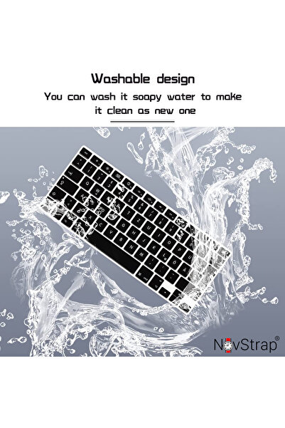 NovStrap Apple Macbook Air 13 بوصة M1 Chip A2337 متوافق مع الجزء العلوي اللامع من حافظة لوحة المفاتيح السوداء
