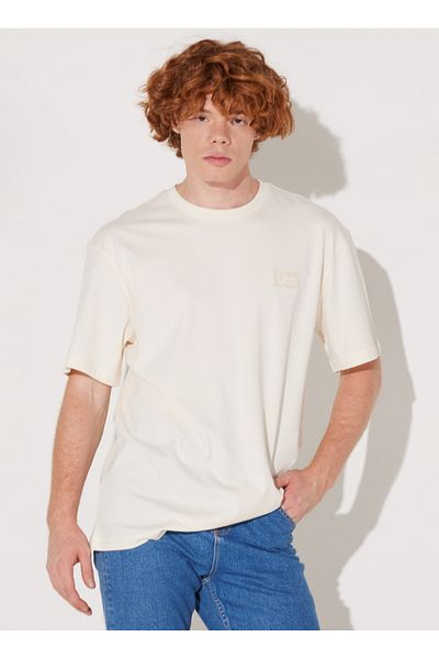 Lee Ecru Herren-T-Shirt mit Rundhalsausschnitt LL84FUNQ T-Shirt mit Rundhalsausschnitt