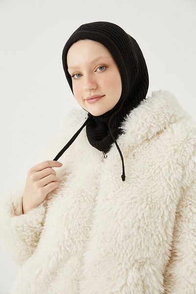 FRESCO SCARFS Μαύρα πλεκτά Balaclava - Τυπωμένο κεφαλάρι