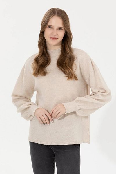 U.S. Polo Assn. Pulover cu gât crem pentru damă