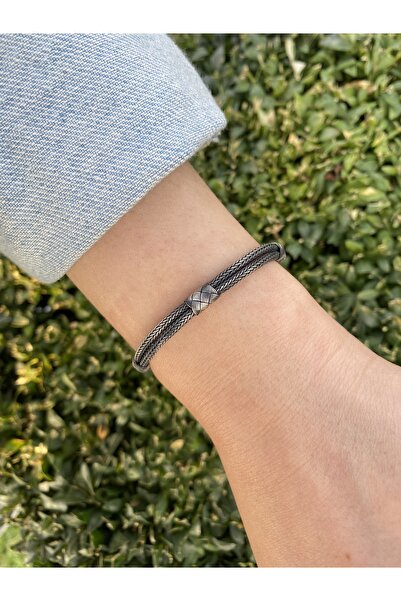 KAZZAZE Çift Zincir Oksitli Gümüş Kazaziye Bileklik