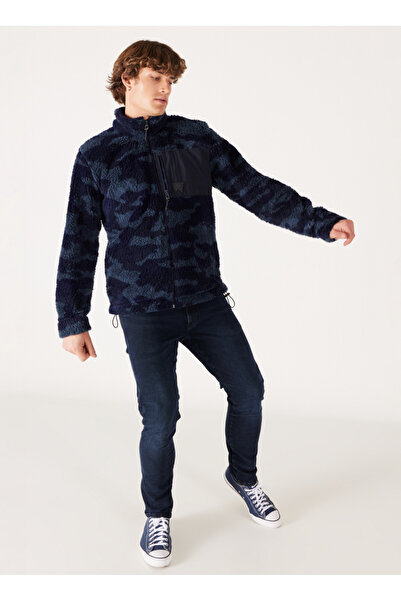 WRANGLER Sherpa Men's Coat - Navy Blue, Full Zip, W 232304410