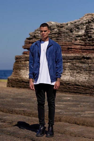 ixir Мъжко кадифено палто и яке Oversize, синьо