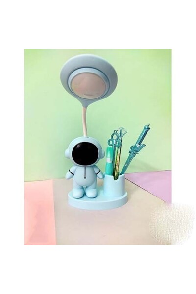 HEDİYE FİKRİ Astronot Tasarımlı Kalemlik Ve Kalemtraş Özellikli Masa Lambası