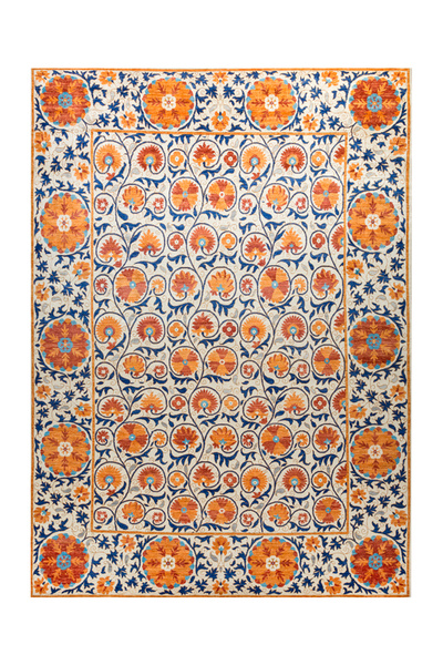 Rugs Modern Halı Suzani Çini Desen Etnik Turuncu Kiremit Renk Çok Renkli Dese...