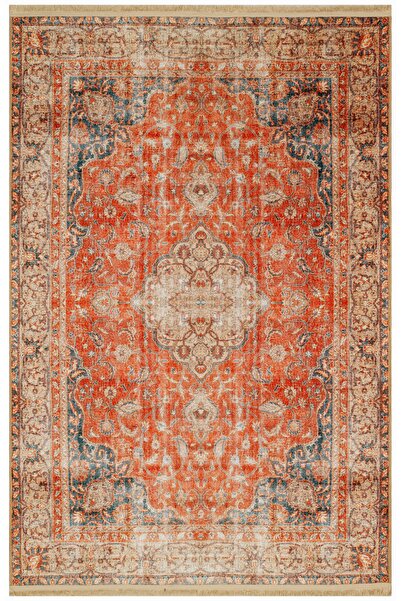Rugs Modern Halı Turuncu Vintage Çok Renkli Desenli Dekoratif Halı 1724