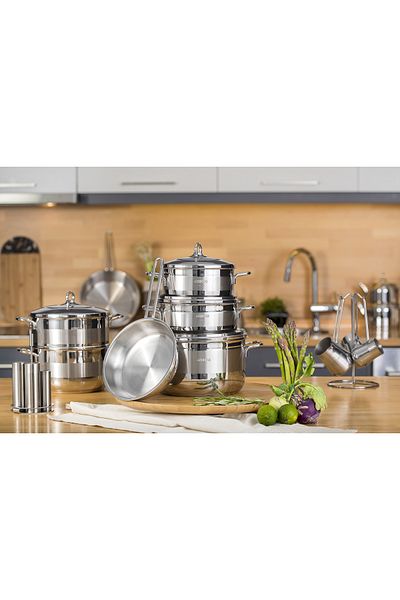 Amboss Saphire 8 Piece Stainless Steel Pot Set Steel Cover