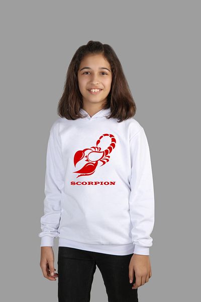 Raf Coll Hanorac cu glugă pentru fetiță/băiat Scorpion Zodiac imprimeu digital cu două fire în interior
