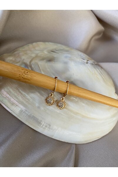 Sun Shaped Zircon Gemstone Earrings