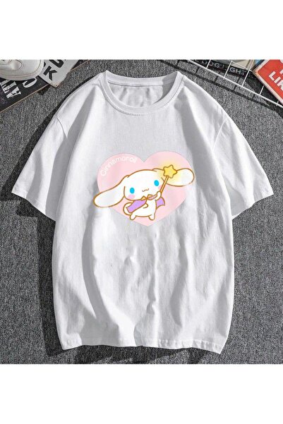 VişneliWears Cinnamoroll & Heart White Unisex Oversize T-shirt