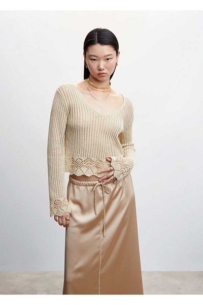 MANGO Woman Pulover cu detalii din tricot rar