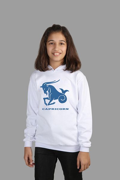 Raf Coll Hanorac cu glugă pentru fetiță/băiat Capricorn Zodiac Printed digital cu două fire în interior