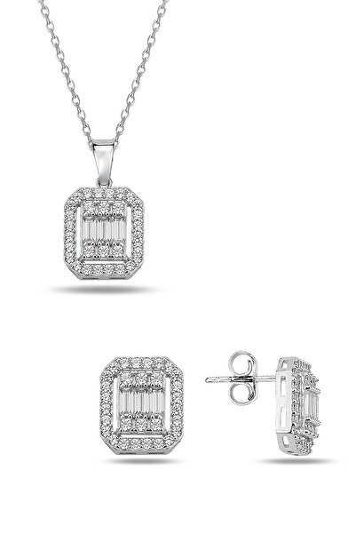 KAR DİAMOND 8 Ayar Altın Baget Taşlı Pırlanta Modeli ikili Set Takımı