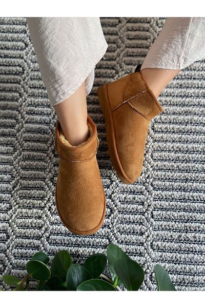 TRODONS Ultra Mini Suede Half Boots Flat Sole Γούνινα Γυναικεία Boat Παπούτσια