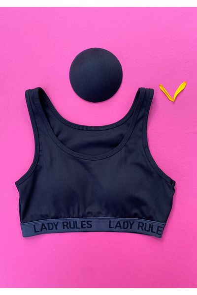 VicTroy Thick Strap U Collar with Removable Pad 'lady Rules' Text Detailed Diving Fabric Athlete-crop 64v10