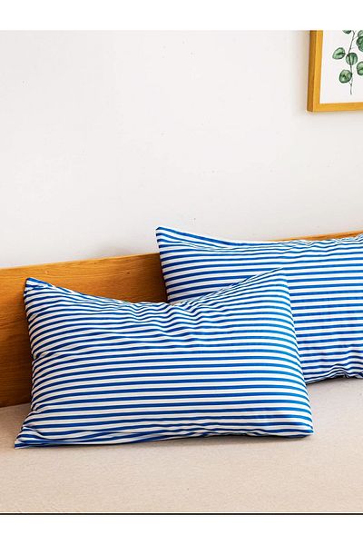 CAQQA Ριγέ Βαμβακερές 2 τμχ Μαξιλαροθήκες 50x70 cm