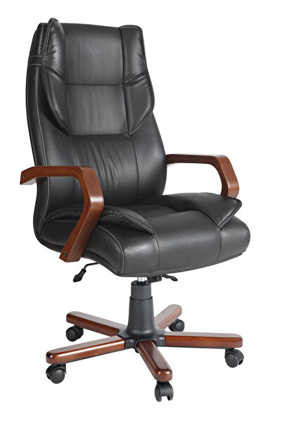 Genel Markalar Ahra Müdür Koltuğu Çift Kollu Tilt Mekanizmalı Ahşap Yıldız Ay...