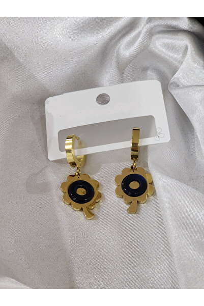 Aylish Bijuteri أقراط من الفولاذ باللون الذهبي باللون الأزرق الداكن