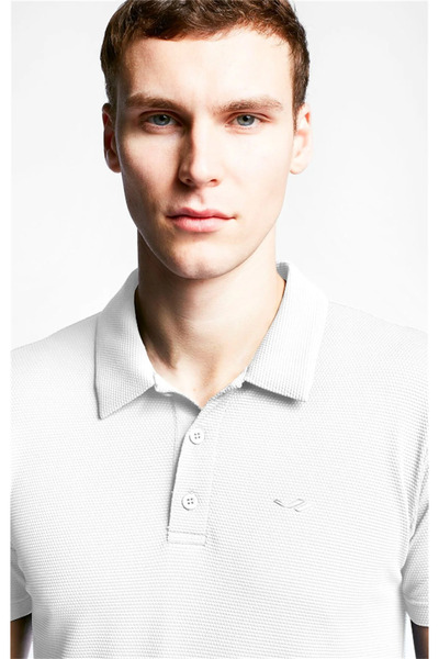 Lescon Ανδρικό μπλουζάκι πόλο με λαιμόκοψη 23NTEB 001275 -001 ΛΕΥΚΟ