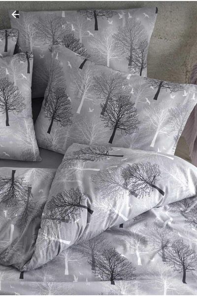 Sheri Home Tekstil Dvojitá sada povlaků na přikrývku z šedé bavlny Tree - Ca1453