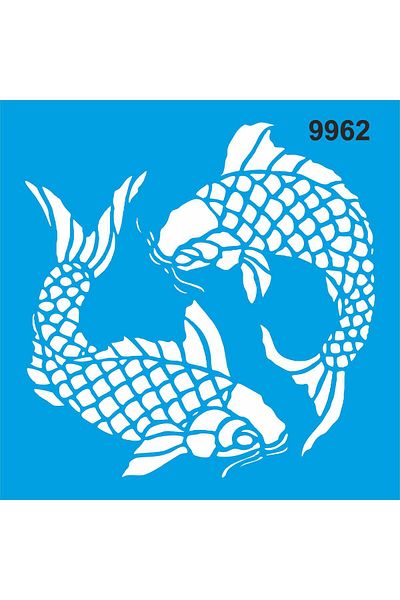 StencilSepeti Fish Pattern - Stencil Painting Template 50x50