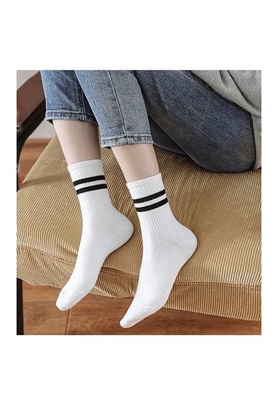 REYNBOO SOCKS 3 ζευγάρια Unisex Λευκές και Μαύρες κάλτσες κολεγίου τένις που πλένονται