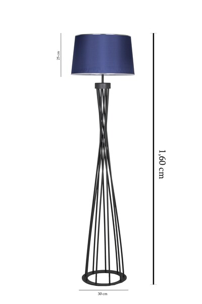 avizade Siyah Burgulu-Lacivert Şapkalı-Ayaklı Lambader