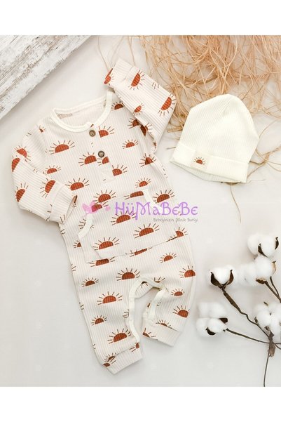 hümabebe Sun Patterned Flexible Corded Wooden Buttoned Stylish Unisex Baby Ju...