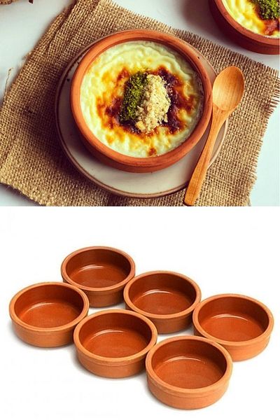 Grandgift 6-Piece Rice Pudding Bowl Quality Clay Casserole 6-Piece Rice Pudding Bowl Small Oven Casserole Handmade