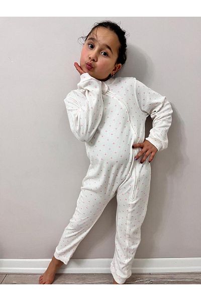 Esterella heart patterned children's sleeping bag / girl's pajama overalls / interlock 100% cotton sleeping bag
