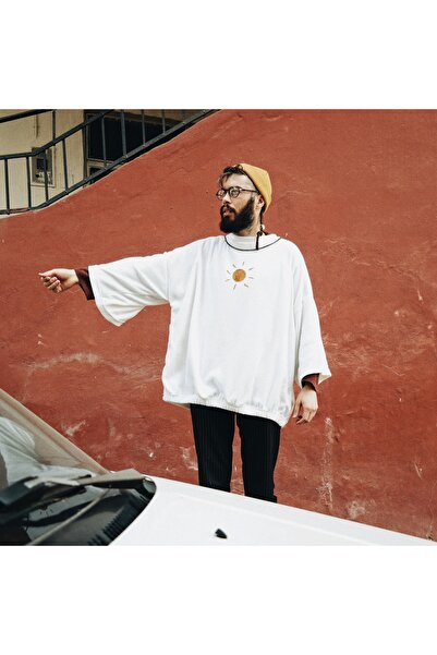 melongeneco Oversize Geniş Kol Handmade Güneş Panço Sweatshirt