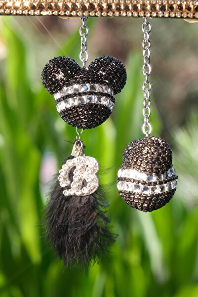TASARIM ARABAM ATİKE ELİF AKIN Black Twin Panda & Silver Letter & Black Feath...