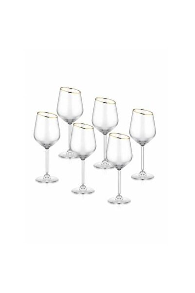 The Mia Gina Gold Yaldız 6 Parça Cam Ayaklı Kadeh Özel Kesim Gna0001