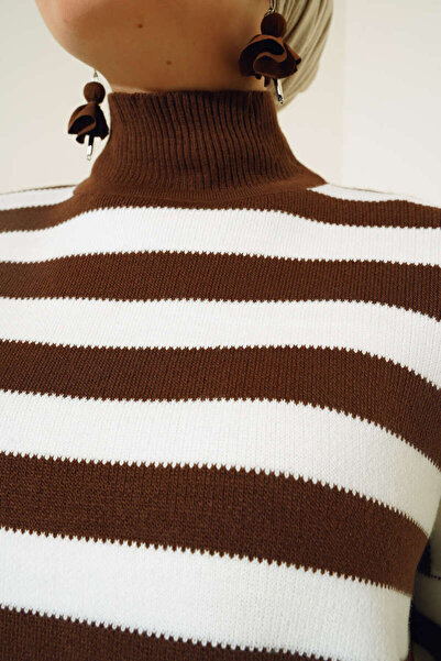 benguen 5105 Turtleneck Gilet Knitwear Suit Brown