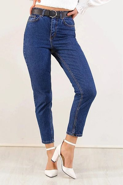 JILLY Τάνια Σκούρο Μπλε Υψηλή Μέση Λυκρα Mom Jean - Deldnm