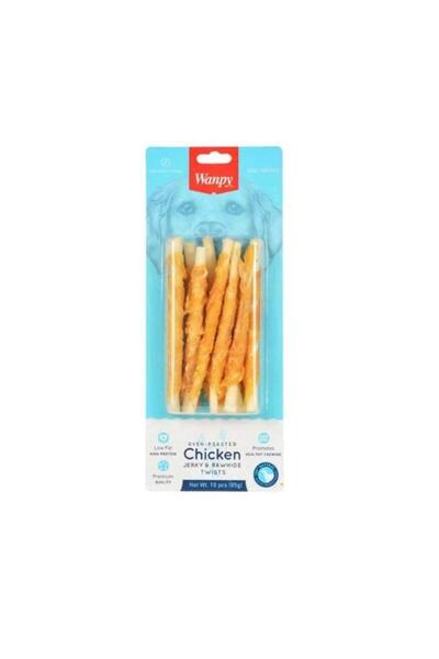 Wanpy Deri Üzerine Tavuk Sargılı Burgu Köpek Ödül Çubuğu 10lu pk 85gr