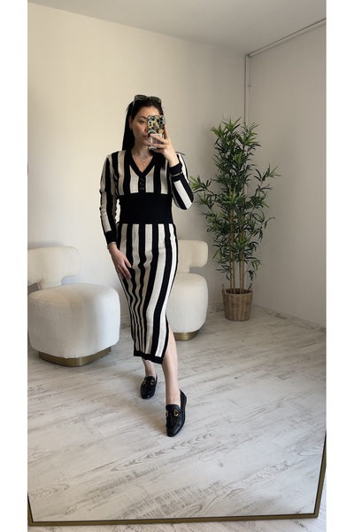 Zilolafashionhouse Çizgili triko elbise