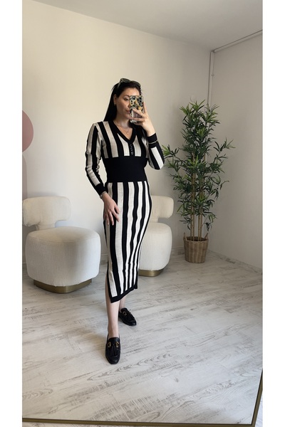 Zilolafashionhouse Çizgili triko elbise