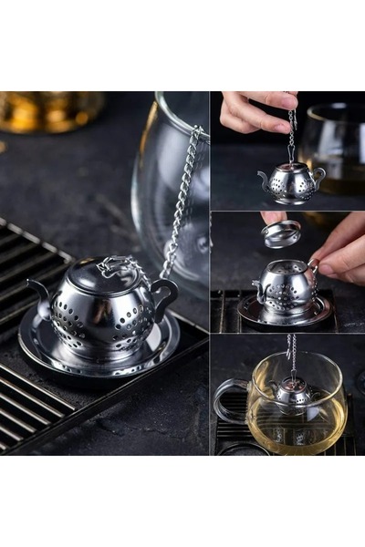 BEYZANA Çarşısı Demlik Model Çelik Çay Bitki Çayı Demleme Süzgeci Çay Kahve D...