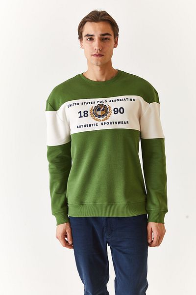 U.S. Polo Assn. BASE. POLO MEN'S O-NECK SPORTS SWEATSHIRT G081SZ082.000.1668031 DUTSE 054 GREEN M